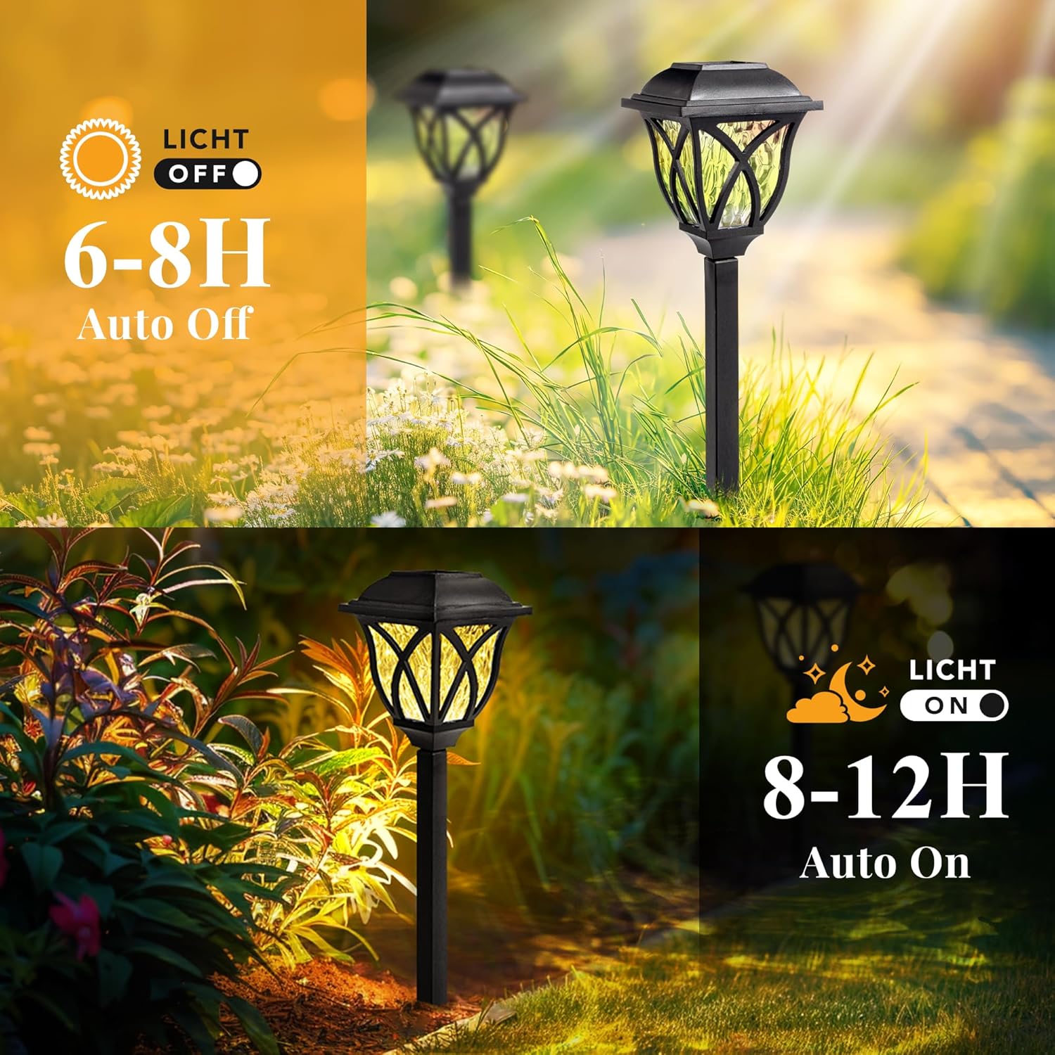 GIGALUMI Solar Lights Outdoor Waterproof, 6 Pack LED Solar Garden Lights, Solar Lights for Outside, Garden Decor for Yard, Patio, Landscape, Planter, Walkway (Warm White) - Image 5