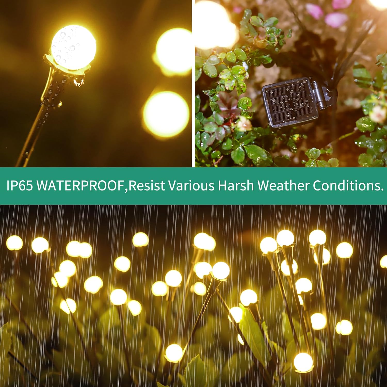 Solar Lights Outdoor Waterproof, 4 Packs 32LED, Solar Garden Lights, Patio Lights, Garden Decor, Patio Decor, Firefly Lights Solar Outdoor, Unique Gifts for Women, Gifts for Grandma - Image 4